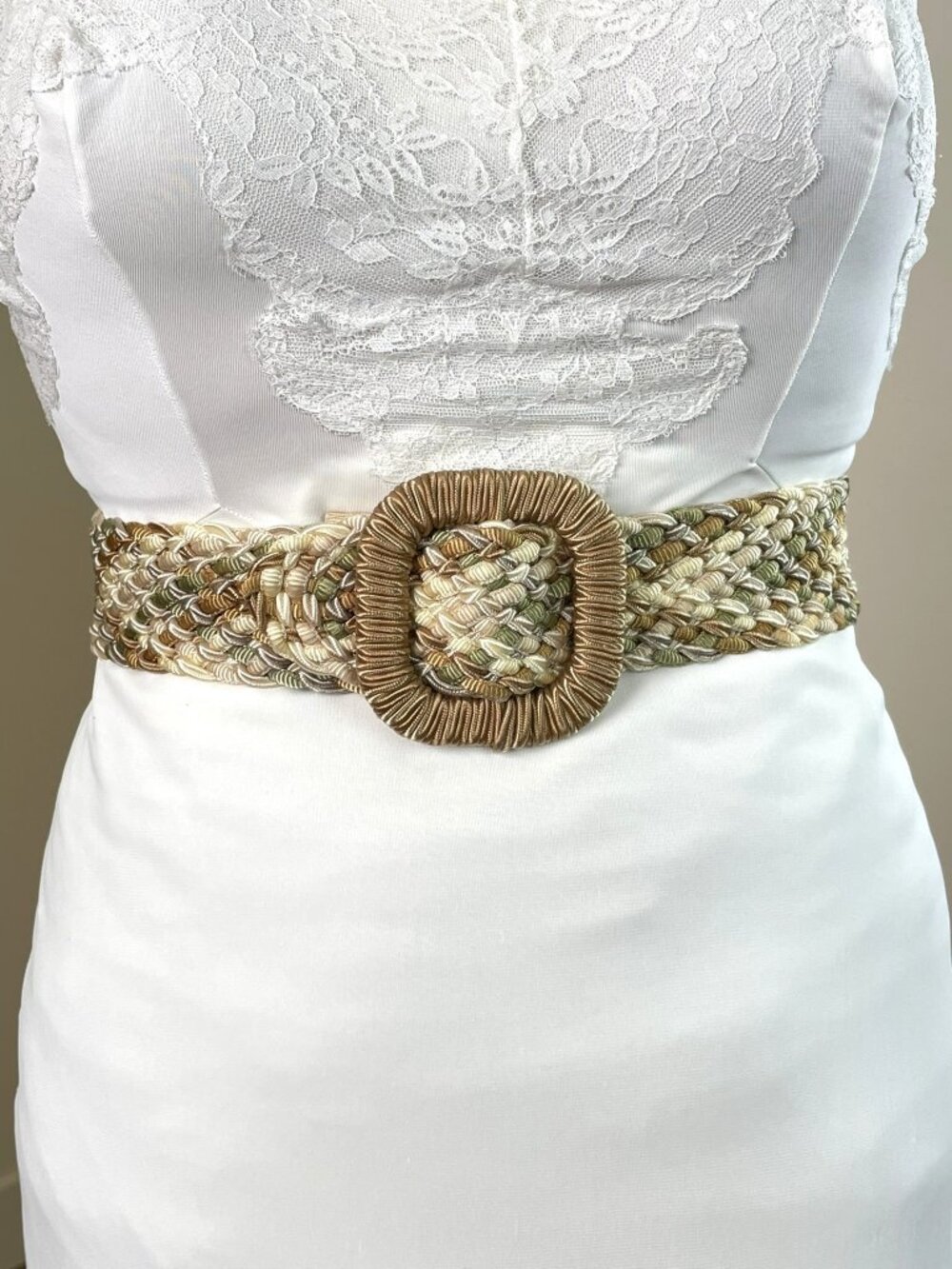 Vintage 80s Woven Belt, Earthy Colors, Small